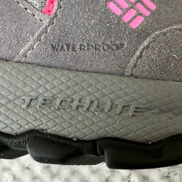 Columbia Omni-Grip Waterproof Sneakers Girls 2 Gray Pink Techlite Shoes Lace Up - Picture 12 of 14